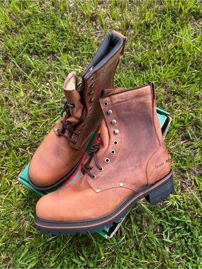 NEW Vintage Iron Age size 11.5 Womens WIDE Steel Toe Logger Leather Boots